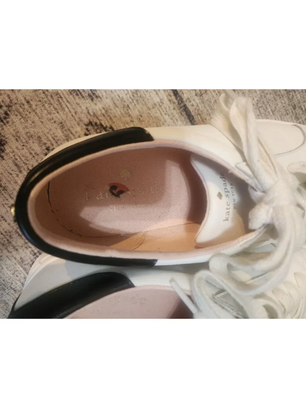Kate Spade Women's Sz. 9.5B Alanna White & Black Leather Sneakers
